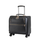 Black Men Rolling Luggage Spinner High-Grade Pu Wheel Suitcase Women Trolley 20 Inch Carry On