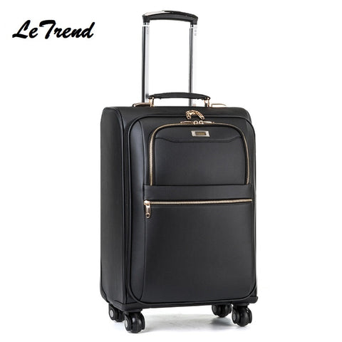 High-Grade Pu Rolling Luggage Metal Trolley Bag Men Travel Hand Trolley Bag Large Capacity Travel