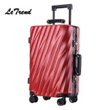 Letrend 20 24 26 29 Inch Rolling Luggage Aluminium Frame Trolley Travel Bag 20' Women Boarding