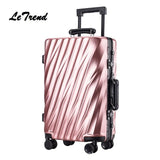 Letrend 20 24 26 29 Inch Rolling Luggage Aluminium Frame Trolley Travel Bag 20' Women Boarding