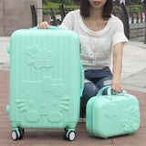 14+20Inchhello Kitty Suitcase,Trolley Travel Bag Set,Spinner Rolling Luggage