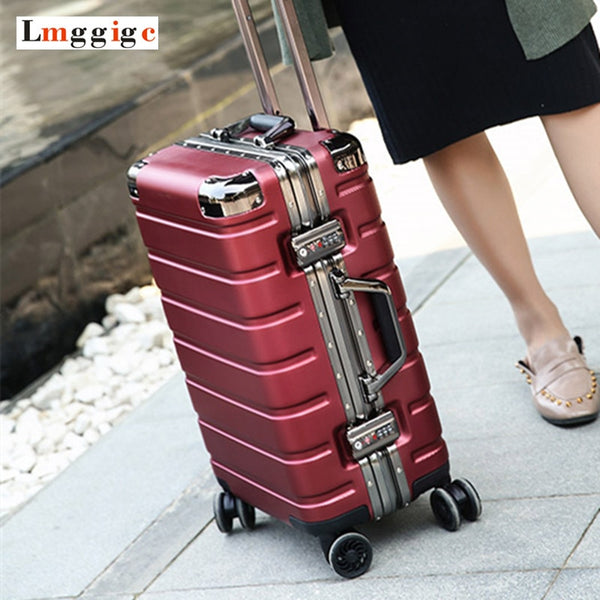 New Aluminum Travel Suit Business Luggage Trolley On Wheel 20''24