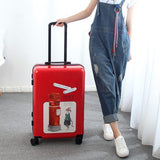 Wholesale!24 Inches Female Retro Red Uk Fashion Travel Trolley Luggage On Universal Wheels,Uk