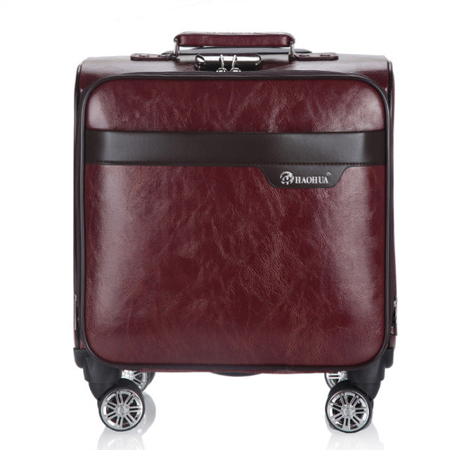 All Leather Trunk Suitcase, 18 Inch