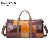 Genuine Leather Suitcase And Travel Bags Large Big Patchwork Men Travel Bags Leather Carry On