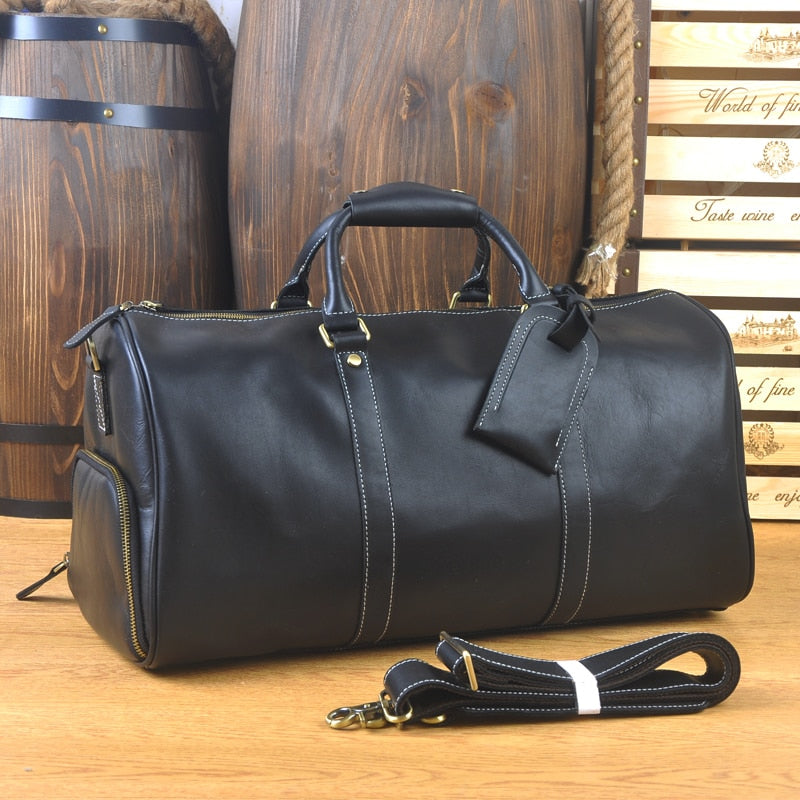 Luxury Genuine Leather Men Women Duffle Bag Travel Bag Carry On