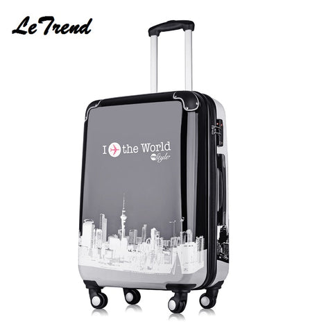 New 20 24 28 Inch Abs+Pc Rolling Luggage Zipper Trolley Solid Travel Bag 20' Women Boarding Bag