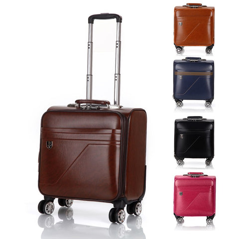 Retro Universal Wheel Trolley Case,Waterproof Suitcase,16" Cross Section Boarding Box,Square