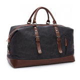 Canvas Travel Bag Men Leather Handbag Male Carry On Luggage Duffel Bags Women Overnight Big