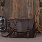 Nesitu High Quality Vintage Brown Coffee Grey-Blue A4 Real Skin Genuine Leather Men Messenger