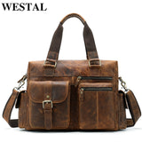 Westal Men'S Travel Bags Genuine Leather Big/Weekend Bag Luggage Duffel Travel Bags Hand Luggage