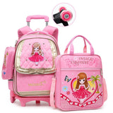 Trolley Children School Bags Set Mochilas Kids Backpacks With Wheel Trolley Luggage For Girls